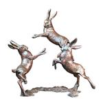 Medium Hares Playing Bronze