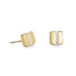 Crystal Strip Square Gold Plate Steel Studs