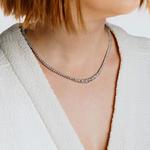 Graduated Line Cubic Zirconia & Silver Necklace
