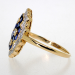 18ct Gold Sapphire & Diamond Oval Cluster Ring