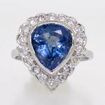 Pre-owned Pear Shape Sapphire Diamond Cluster Ring