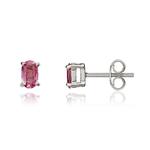 9ct White Gold Oval Pink Sapphire Stud Earrings