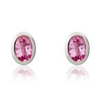 9ct White Gold Oval Pink Sapphire Stud Earrings