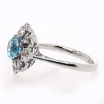 Blue Zircon & White Sapphire Cluster Ring