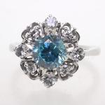 Blue Zircon & White Sapphire Cluster Ring