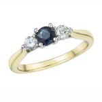Three Stone Sapphire & Diamond 18ct Gold Ring