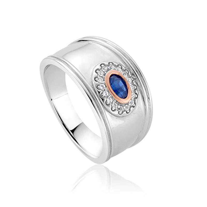 Princess Diana Sapphire & Silver Wide Ring