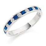 Sapphire & Diamond Platinum Half Eternity Ring
