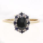 9ct Oval Sapphire and Diamond Set Ring