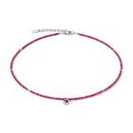 Sparkling Dot Delicate Necklace Rose Silver & Red
