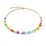 GeoCUBE® Multicolour Rainbow-Gold Necklace