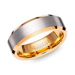 7mm Tungsten Band with Yellow Gold Plating