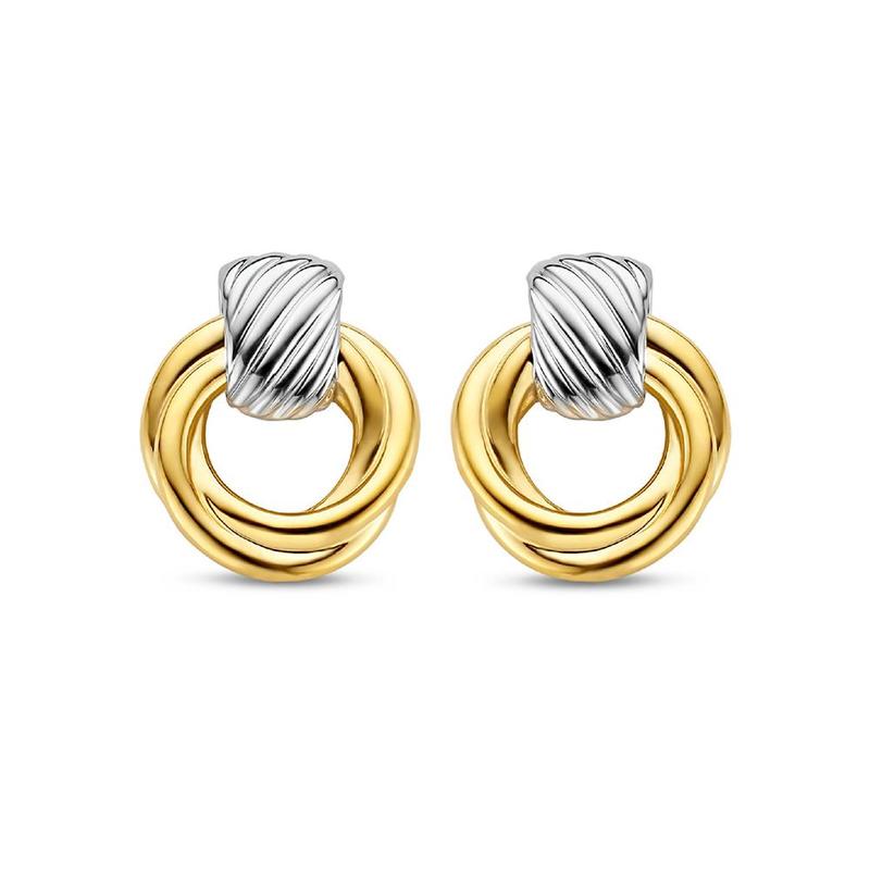 Twisted Circle Gold Plated Silver Stud Earrings