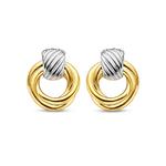 Twisted Circle Gold Plated Silver Stud Earrings