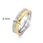 Double Band Silver Cubic Zirconia &Gold Plate Ring