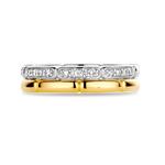 Double Band Silver Cubic Zirconia &Gold Plate Ring