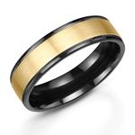 6mm 9ct Gold & Black Zirconium Wedding Ring
