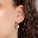 Ripple Effect Drop Disc Earrings With Gold Plating