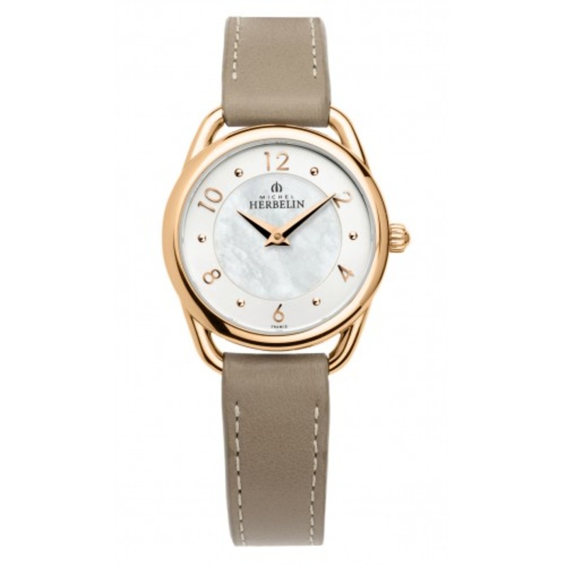 Equinoxe RoseGold Plated Brown Leather Strap Watch