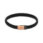 Black Leather Bracelet with IP Plated Steel Clasp