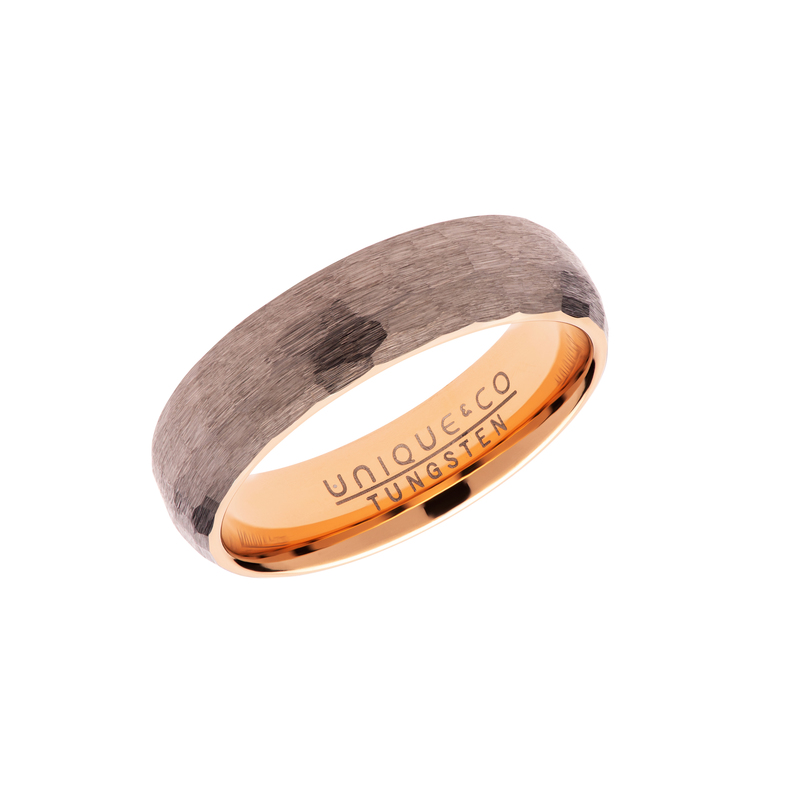 6mm Tungsten Carbide Ring with Hammered Finish