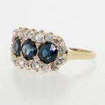 Sapphire and Diamond Triple Cluster Ring