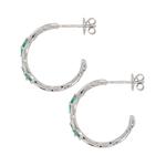 Diamond & Emerald Leaf 9ct Gold Hoop Earrings