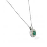 Diamond & Emerald 18ct White Gold Necklace