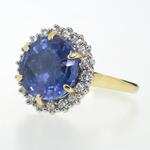 CERT Handmade Blue Ceylon Sapphire&Diamond Cluster