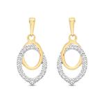 Double Oval Diamond Set 9ct Gold Drop Earrings