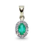 Oval Emerald & Diamond Cluster 9ct Gold Pendant