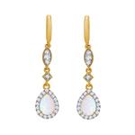 Opal & Diamond Pear Shape Drop 9ct Earrings