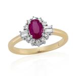 Ruby & 0.33ct Diamond Mixed Cut Cluster 9ct Ring