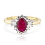 Ruby & 0.33ct Diamond Mixed Cut Cluster 9ct Ring