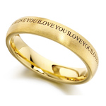 "I Love You" 6mm Court 9ct Yellow Gold Band