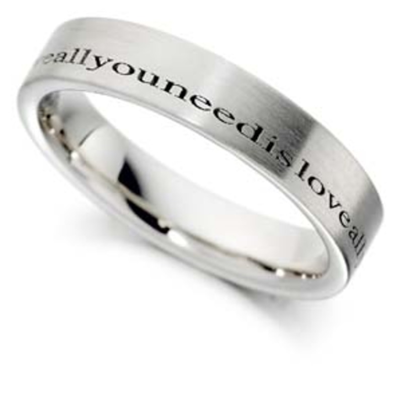 "All You Need Is Love" 4mm 18ct White Gold Band