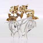 18ct Yellow & White Gold Floral Brooch