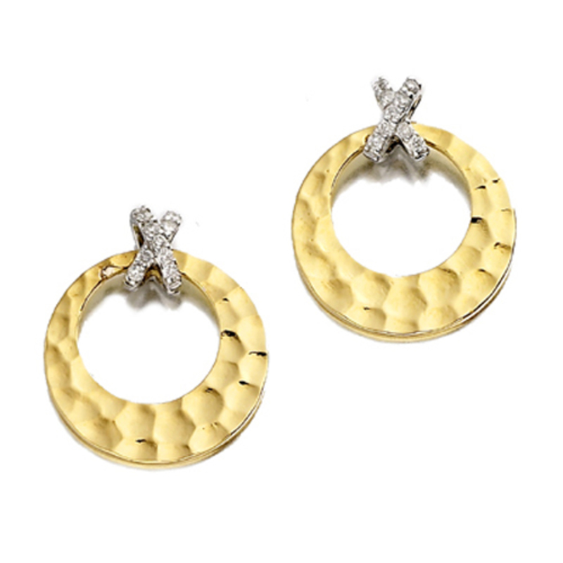 9ct Hammered Yellow Gold Circle Earrings