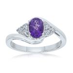 Oval Amethyst & Diamond Cluster 9ct Gold Ring