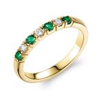 18ct Yellow Gold Emerald & Diamond Half Set Ring