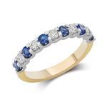 Sapphire & Diamond 11 Stone 18ct Gold Ring