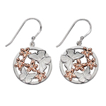 Butterfly and Rose Gold Flower Drop Earrings