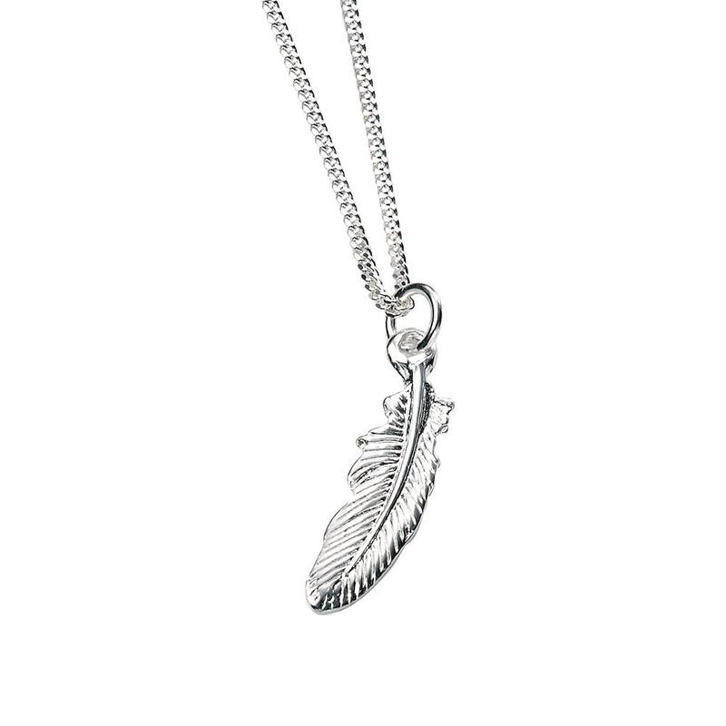 Feather Drop Pendant With Silver Chain