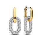 Cubic Zirconia Link Gold Plate Silver Drops
