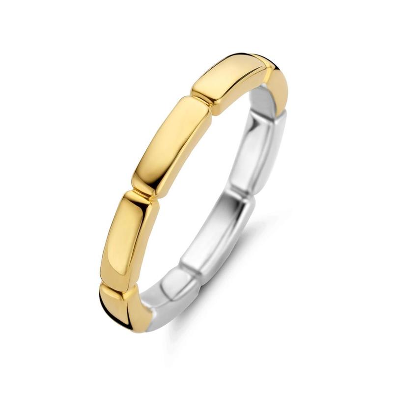 Rectangular Section Gold Plate Silver Ring