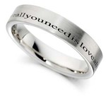 "All You Need Is Love" 7mm  9ct White Gold Band