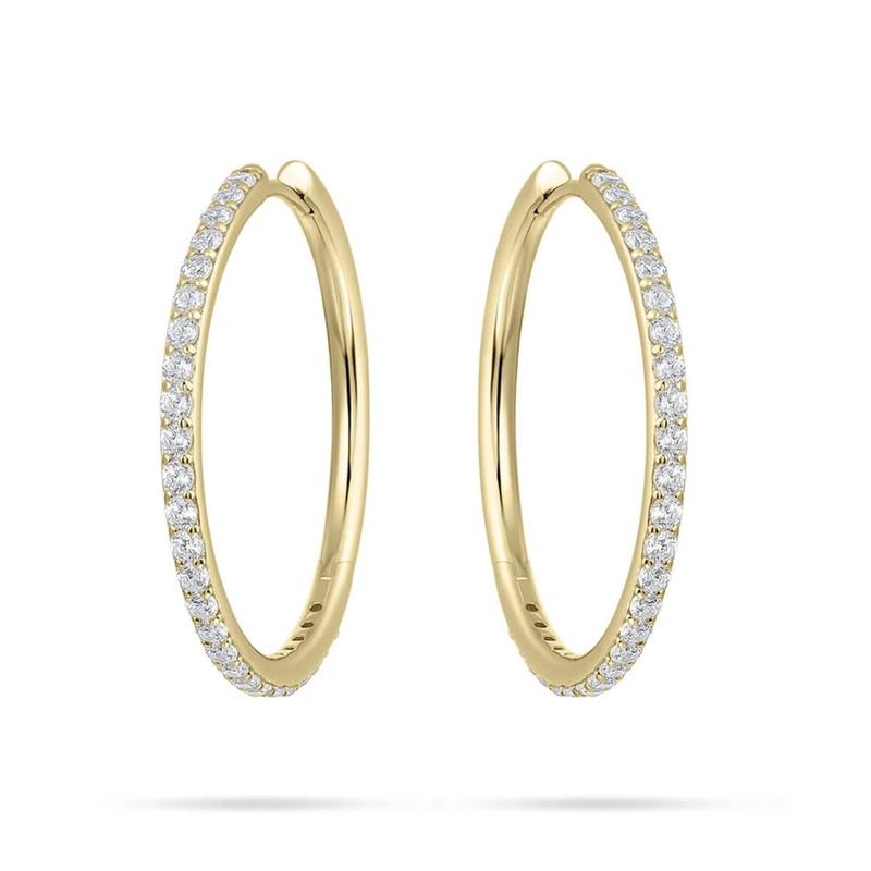 30mm Gold Plated Cubic Zirconia & Silver Hoops