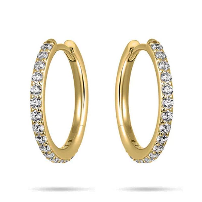 20mm Gold Plated Silver Hoops With Cubic Zirconium