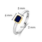 Dark Blue Cubic Ziroconia Gold Plate & Silver Ring