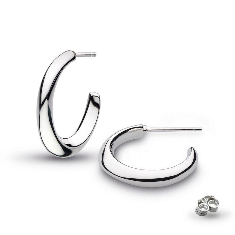 Bevel Cirque Semi-Hoop Silver Stud Earrings